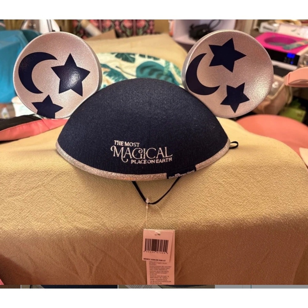Disney Parks Sorcerer Mickey Mouse Ear Hat Navy Silver Stars Moon NWT